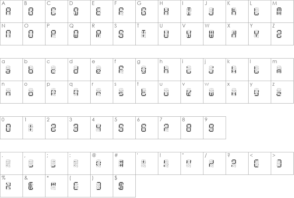 Digital Dust font character map preview