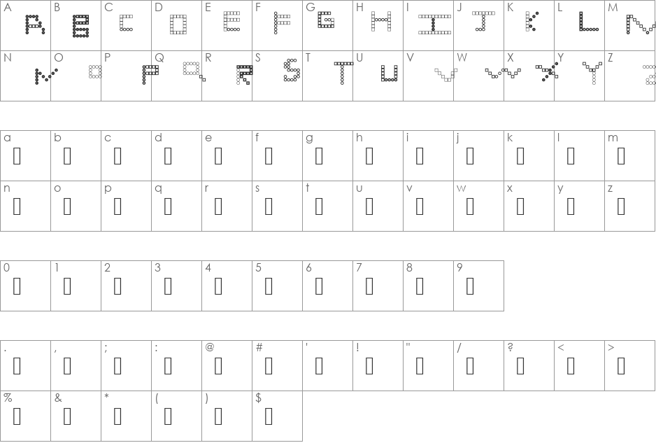 Digital Fonts font character map preview