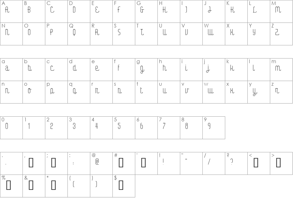 Digital Kauno font character map preview