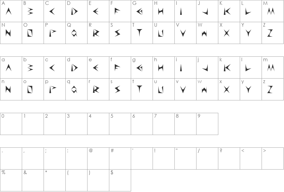 digital ninja font character map preview