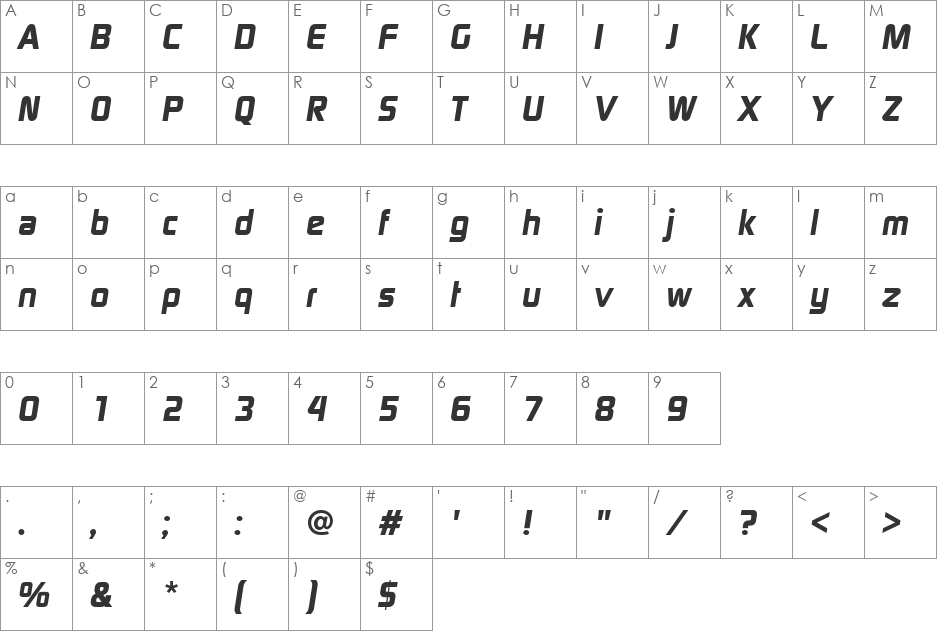 Digital Sans EF font character map preview