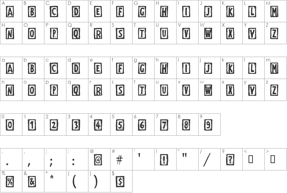 Digital Woodcuts Open ITC TT font character map preview