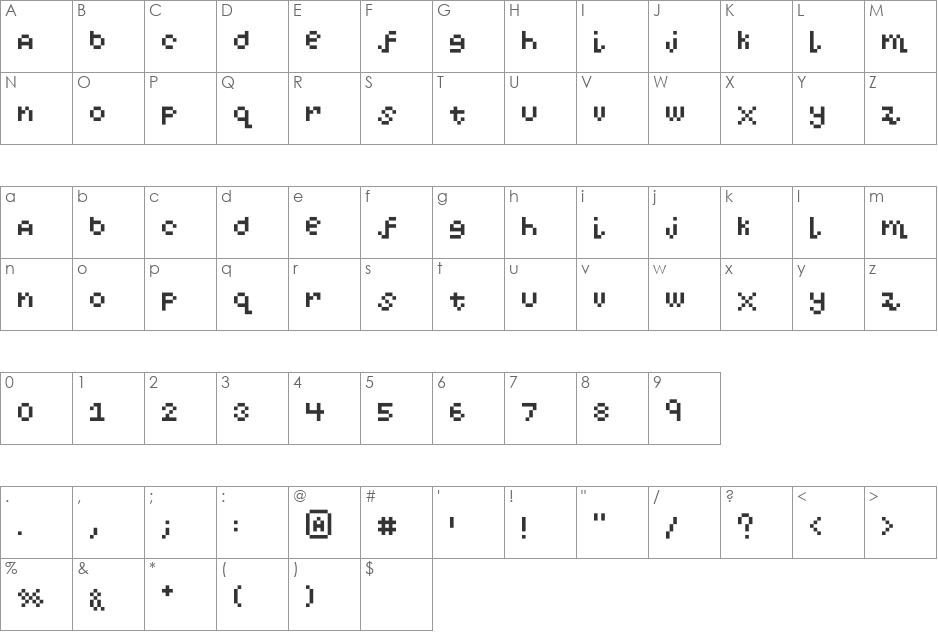 DigitalFun font character map preview