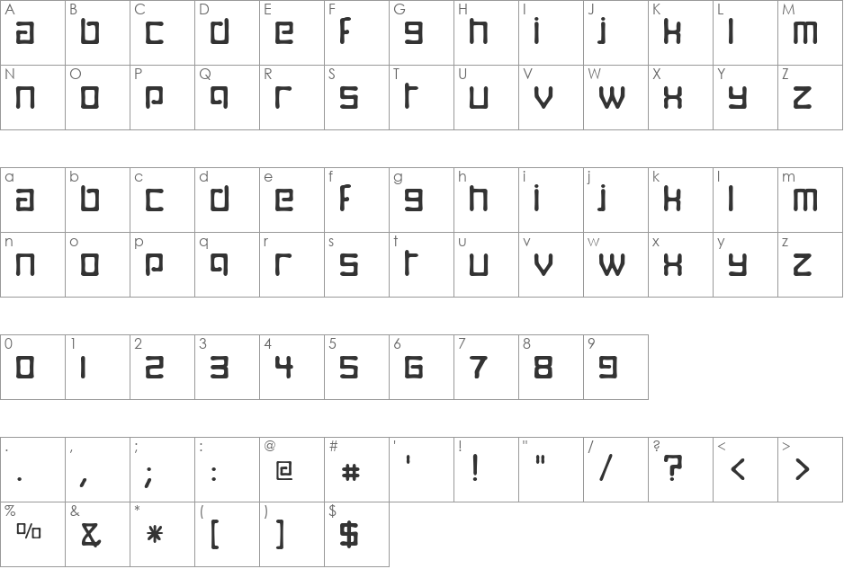 Digitalis font character map preview