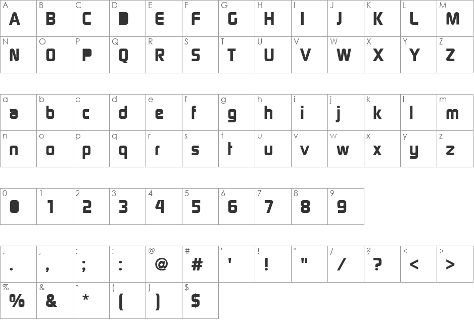 DigitalSansEF font character map preview