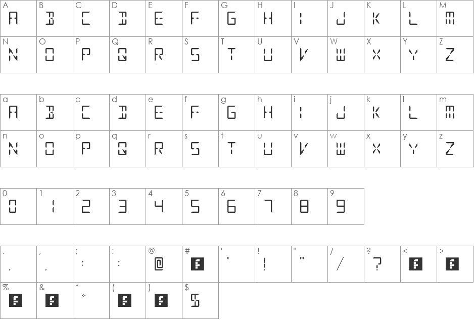 Digitize font character map preview