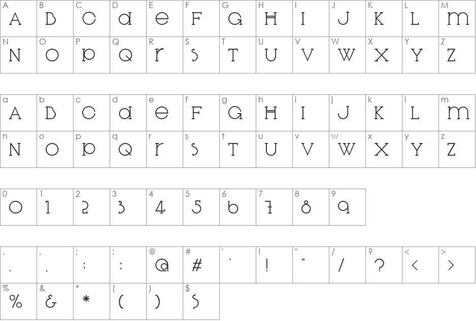 DiglossiaStd font character map preview