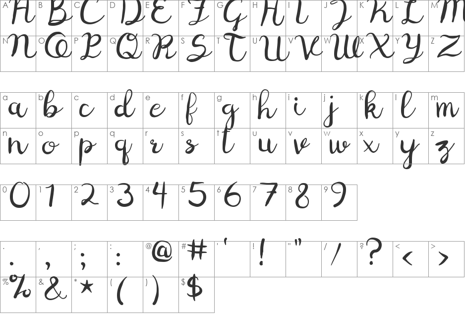 Digory Doodles font character map preview