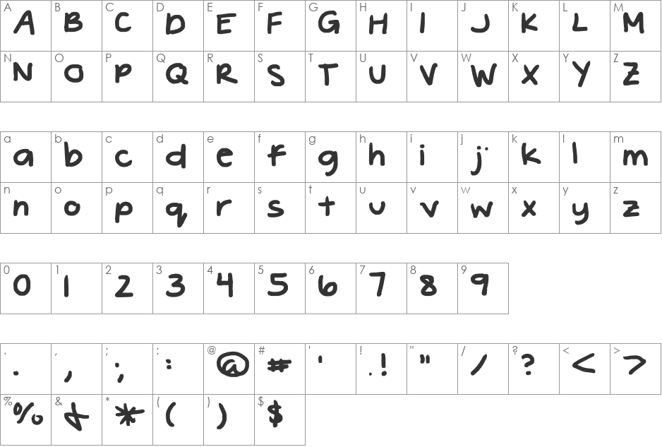 dilly font character map preview
