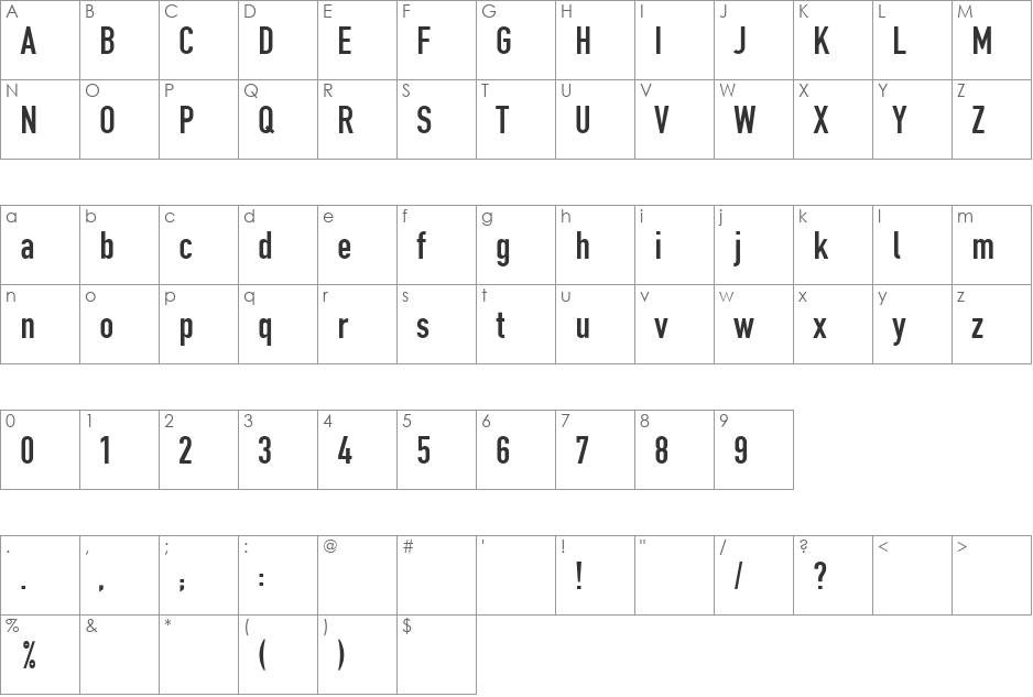 DIN1451EF font character map preview