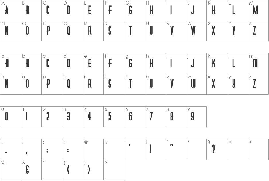Diner-Obese font character map preview
