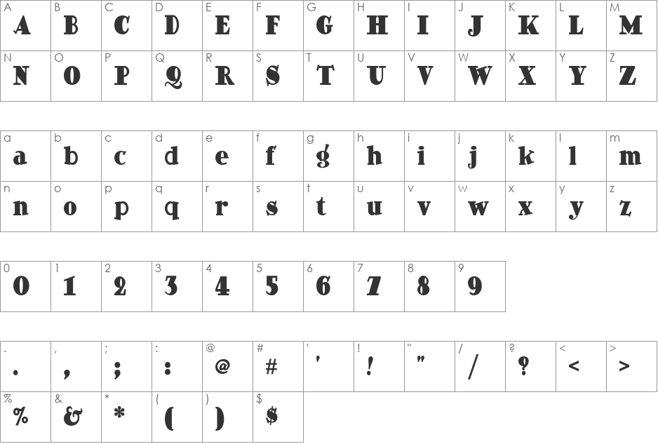 Ding Dong Daddyo NF font character map preview