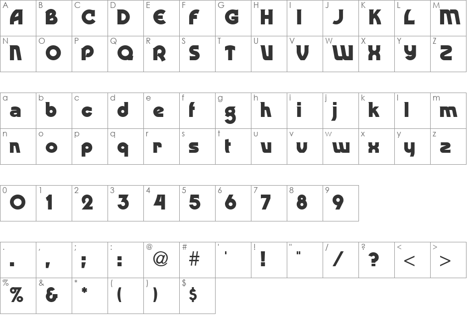 Ding-Dong font character map preview