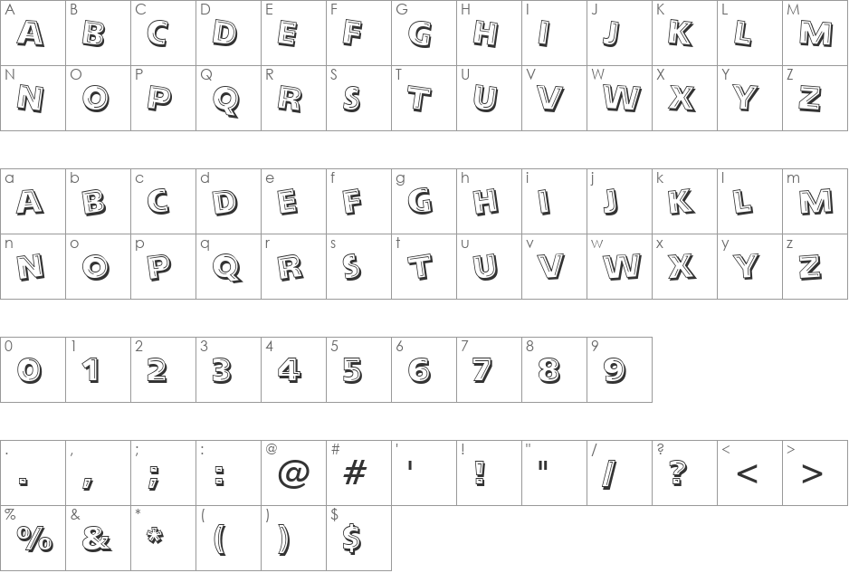 AlphabetSoup Tilt BT font character map preview
