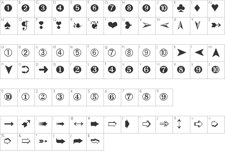 Dingbats Two font character map preview