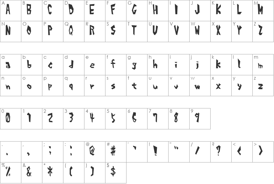 Alphabet_01 font character map preview