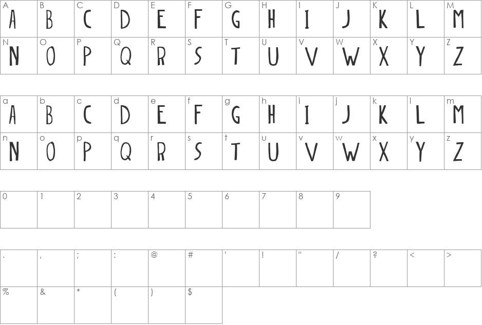 dingleberry font character map preview