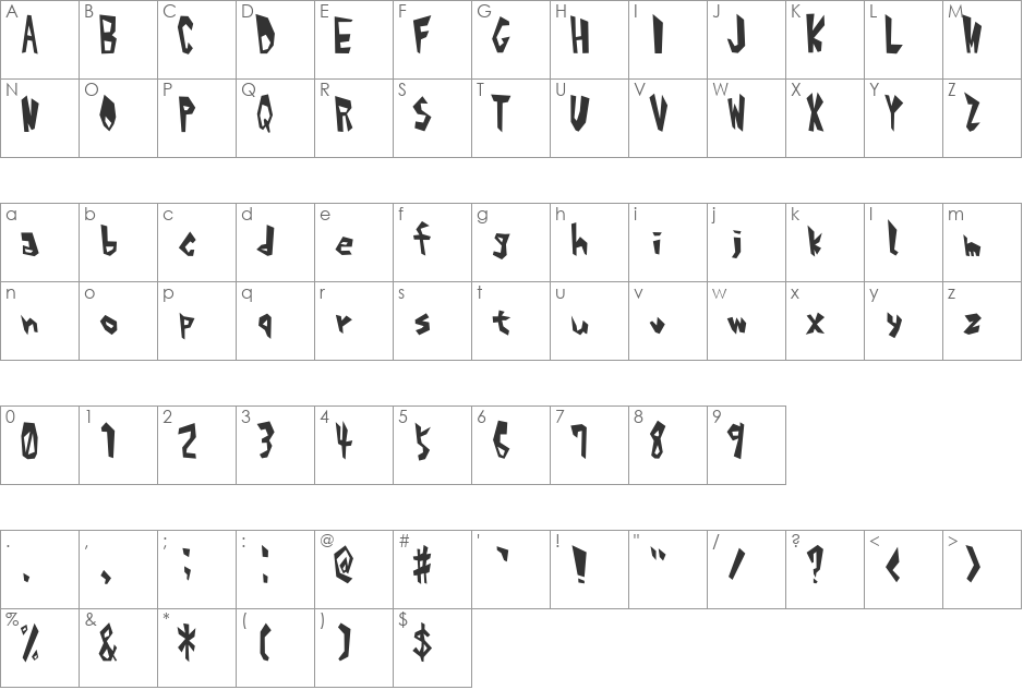 Alphabet_1 font character map preview