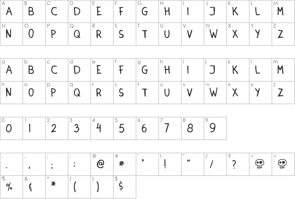 DINSKI CASUAL HANDWRITING font character map preview