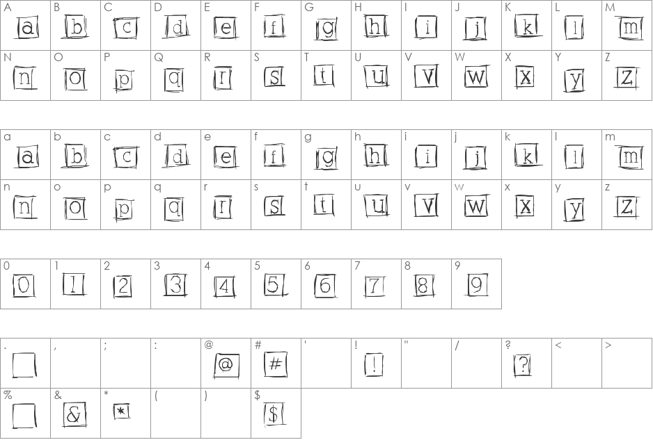 AlphabitsSquared font character map preview