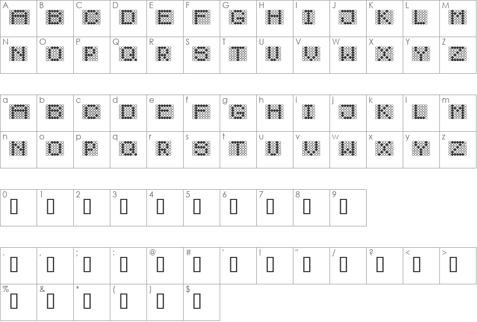 Diodos font character map preview