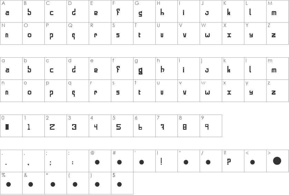 alphabold font character map preview
