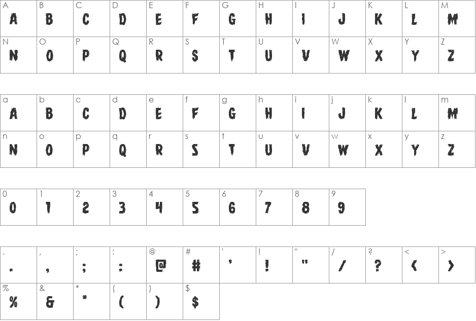 Dire Wolf font character map preview