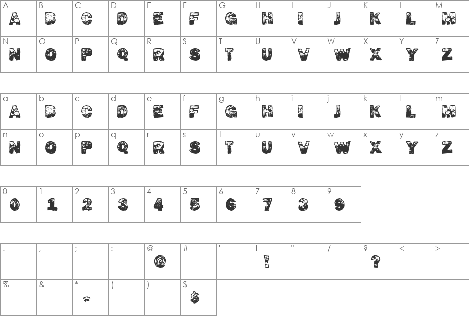 Dirty Fox font character map preview