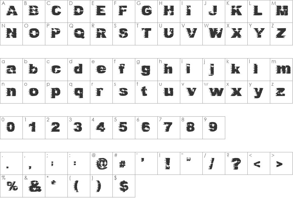 Dirty Harry font character map preview