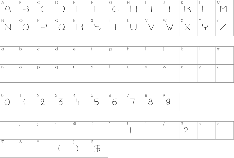 Dirty Macadam font character map preview