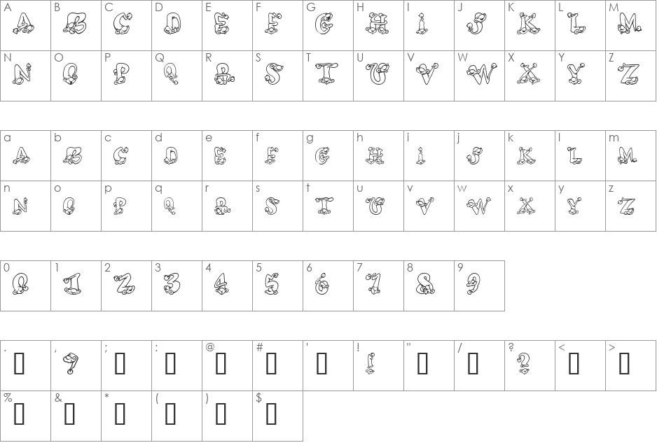 AlphaElfin font character map preview