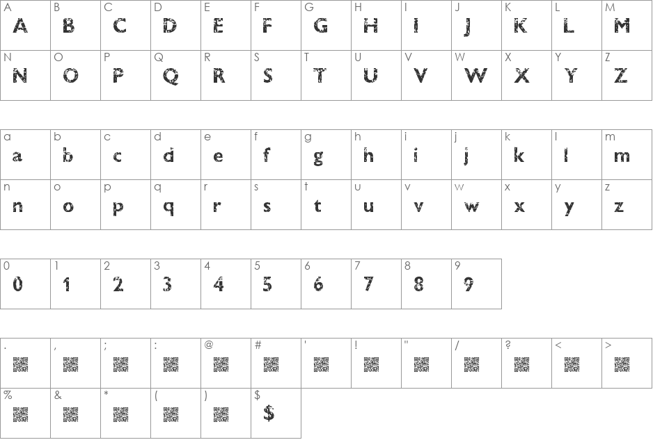 DirtyBandit font character map preview