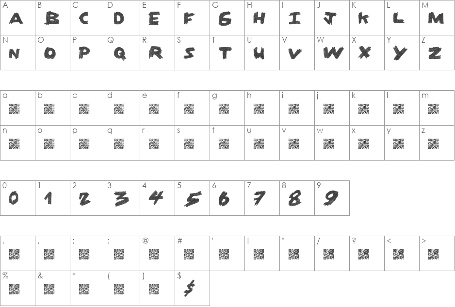DirtyCoal font character map preview