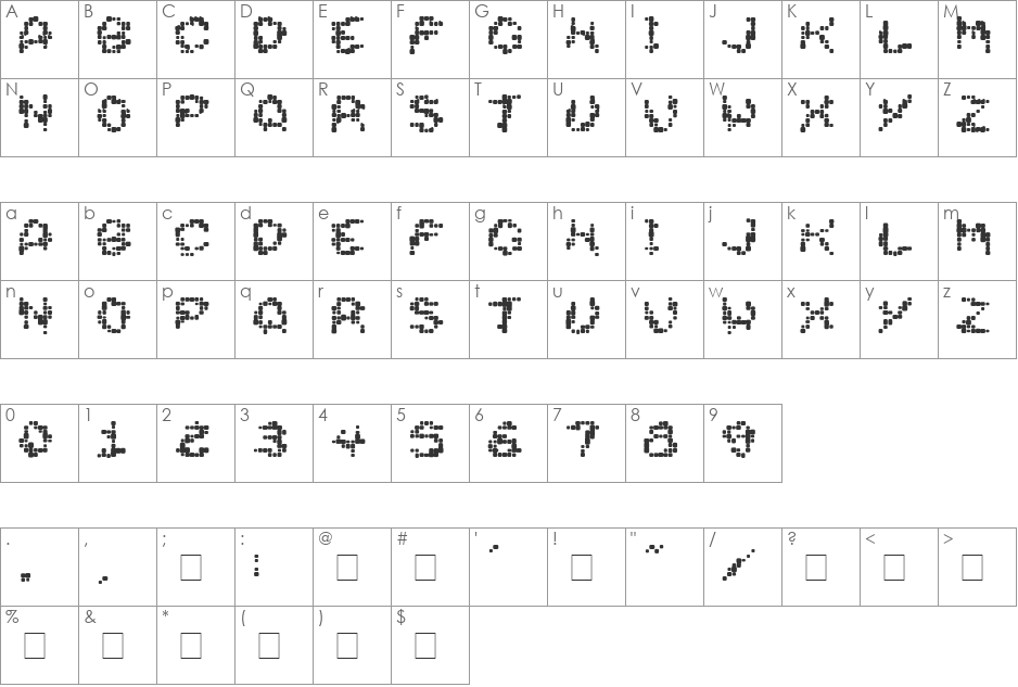 DirtyHead font character map preview