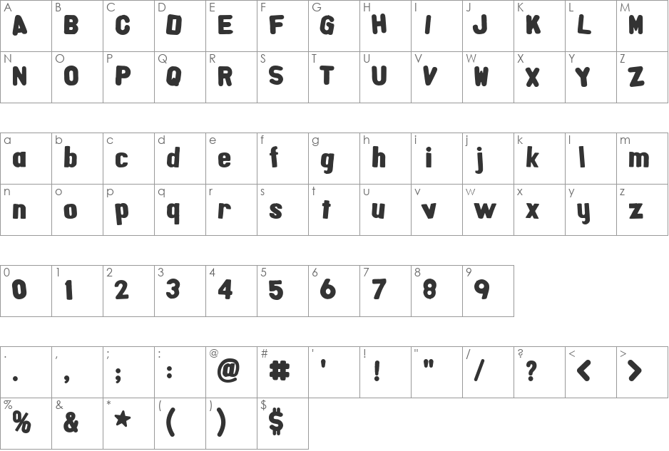 AlphaFridgeMagnetsAllCap font character map preview