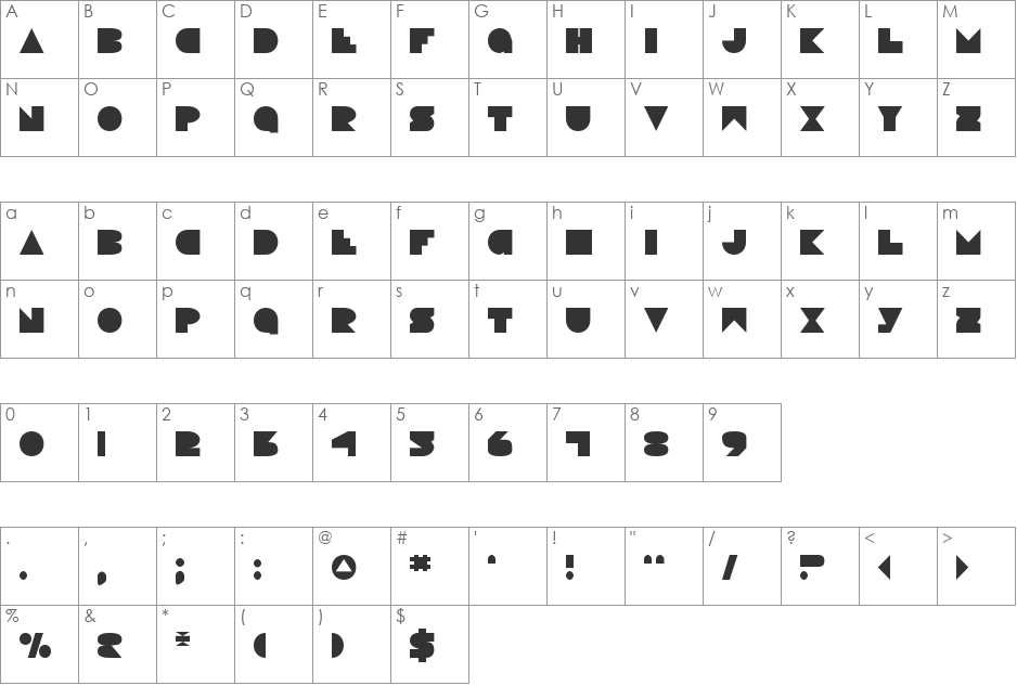 Disco Deck Shadow Italic font character map preview