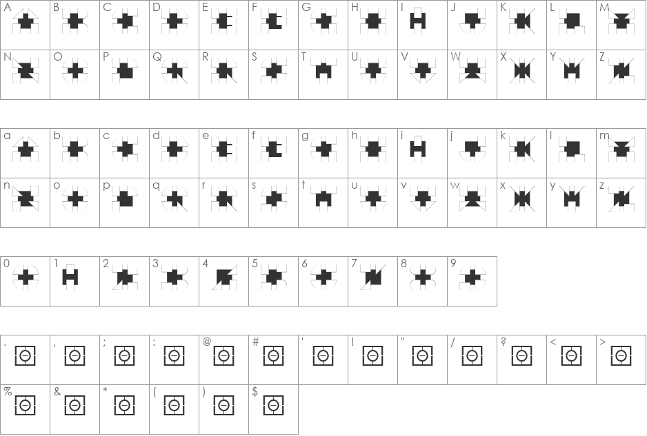 AlphaGeometrique font character map preview