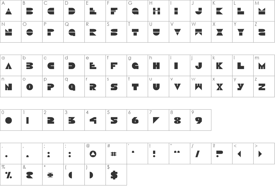 Disco Duck font character map preview