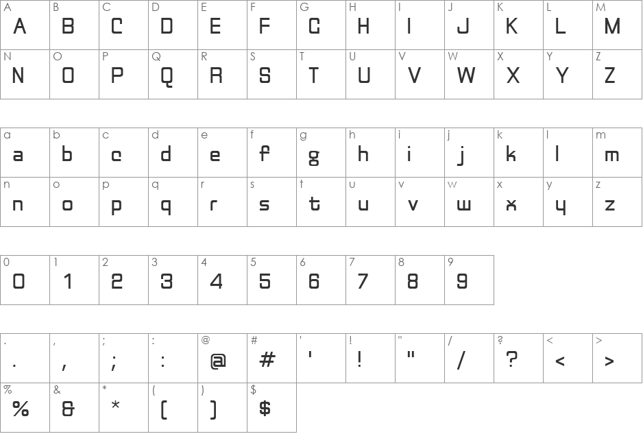 Discognate font character map preview