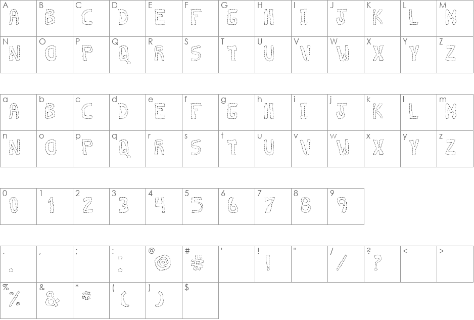 discontinuo tfb font character map preview