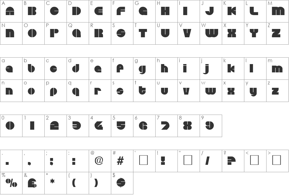 DiscoRegular font character map preview