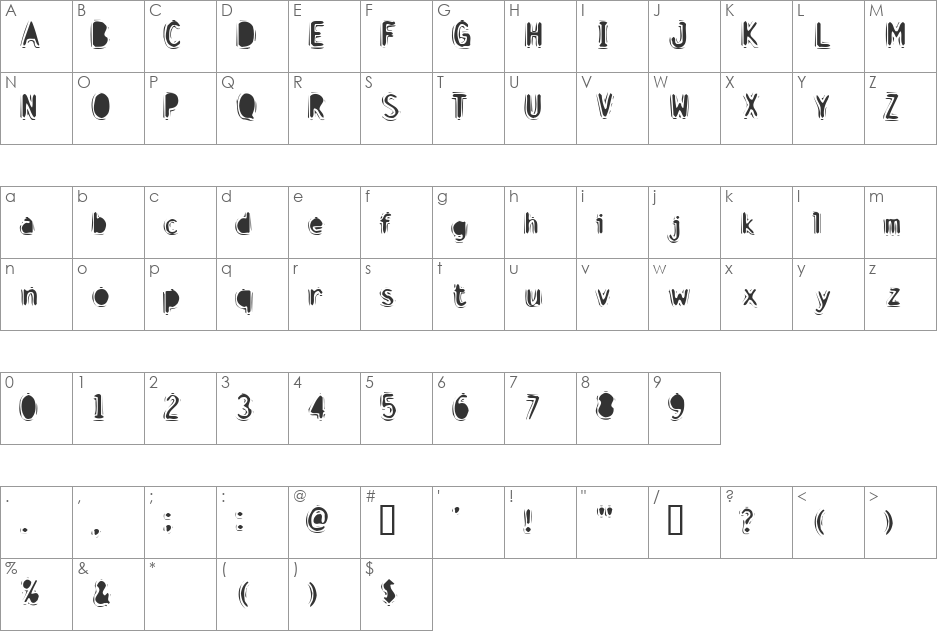 Discount Inferno font character map preview