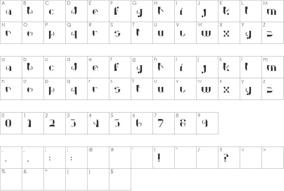Discoverie font character map preview