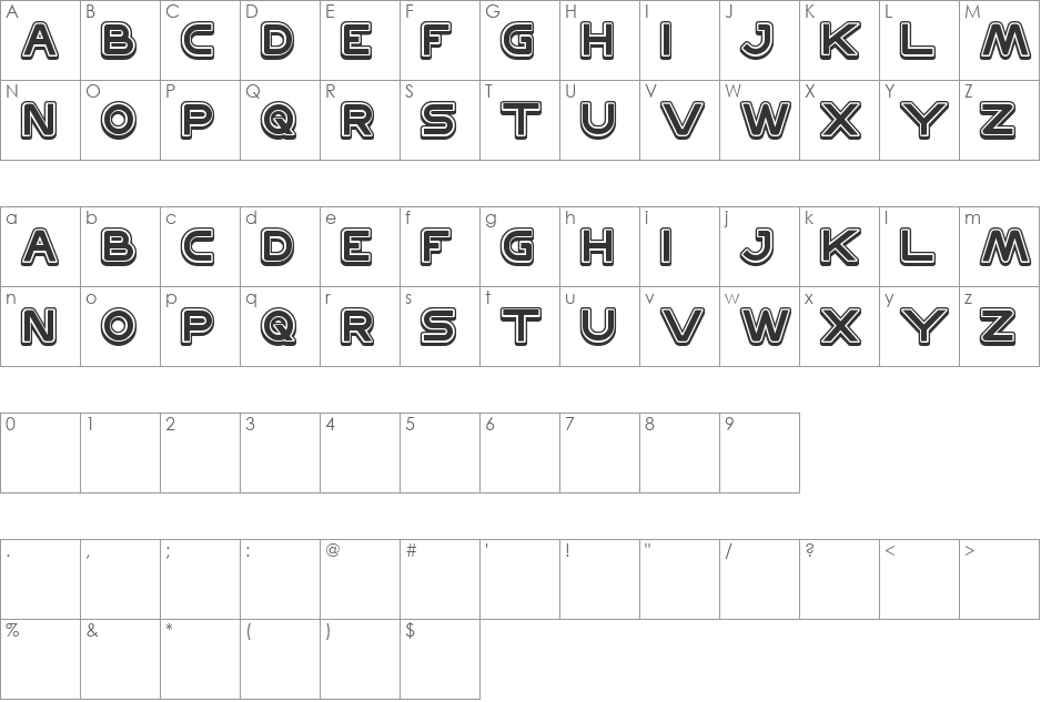 DISCOVERY font character map preview