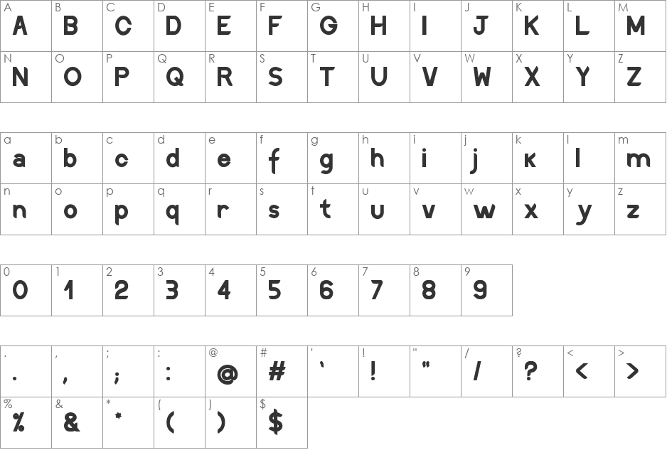 Discreet SemBd font character map preview