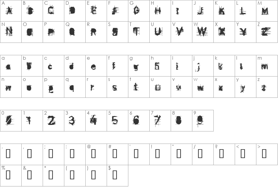 disenfranchide  font character map preview