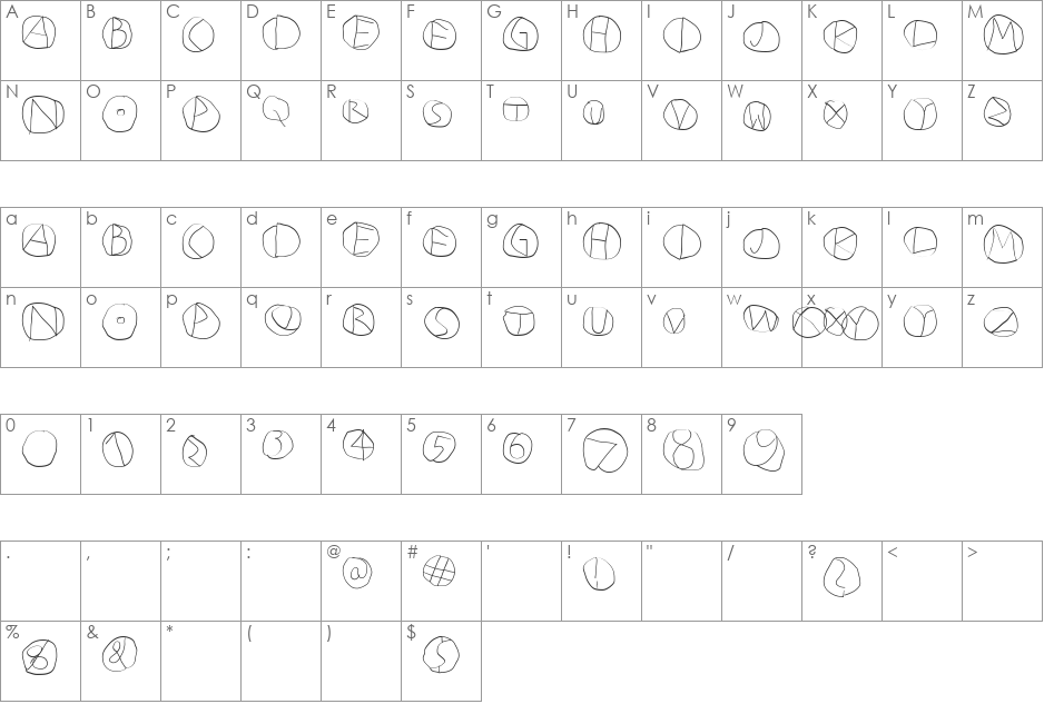 DiskOBats font character map preview