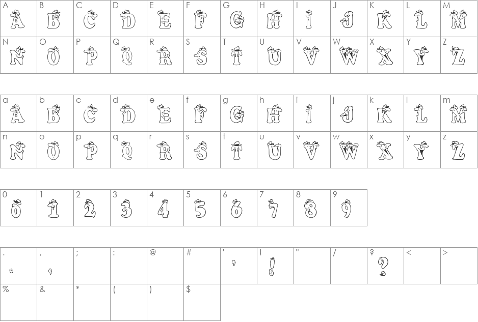 AlphaMan font character map preview