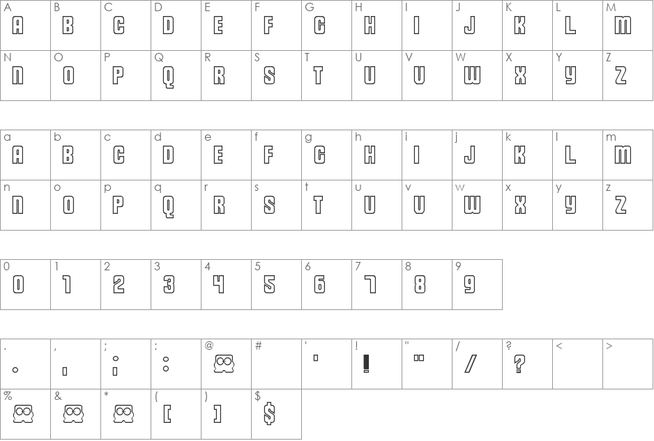 Diskun font character map preview