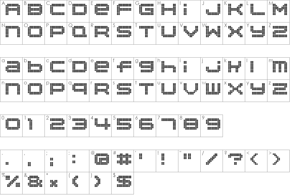 Disorient font character map preview